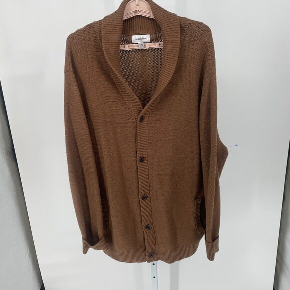 Goodfellow Mens Shawl Collared Cardigan Size XXL Brown Knit Office Holiday - Picture 1 of 11